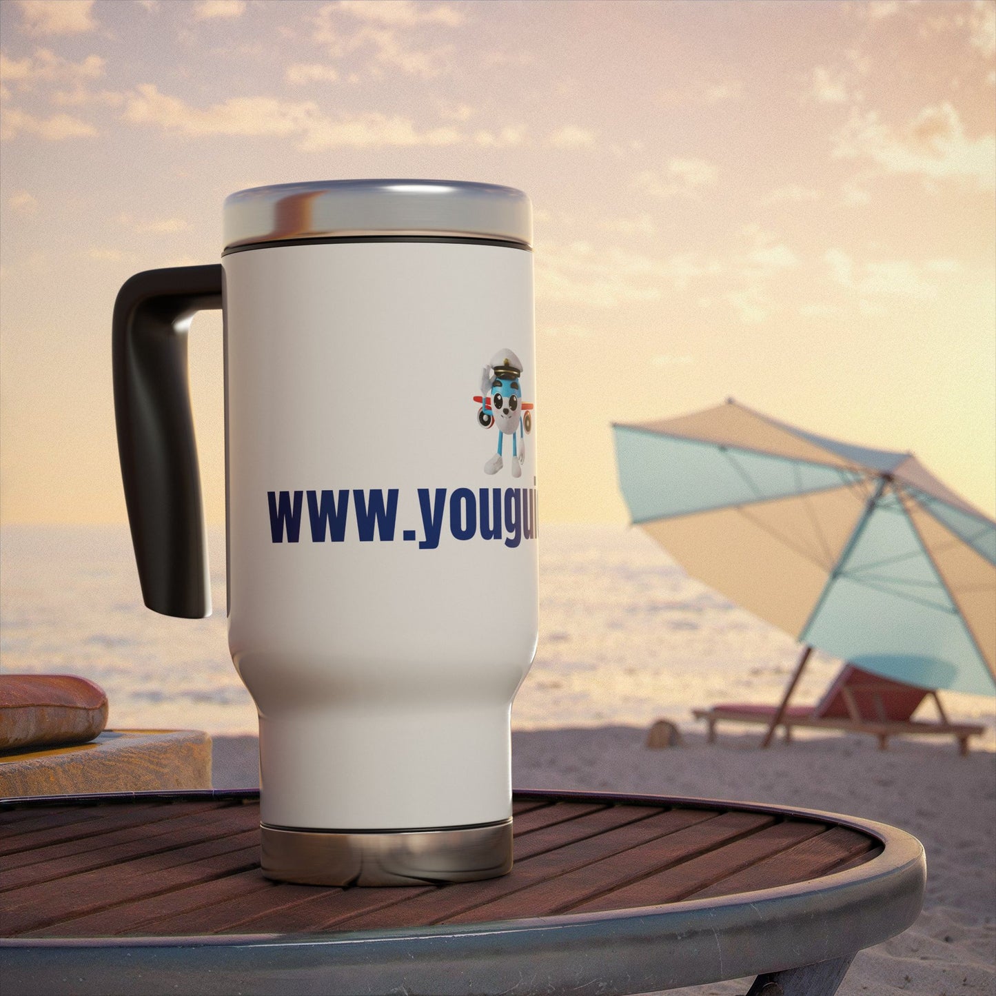 YouGuide Designs Premium 14oz Stainless Steel Travel Mug with Ergonomic Handle