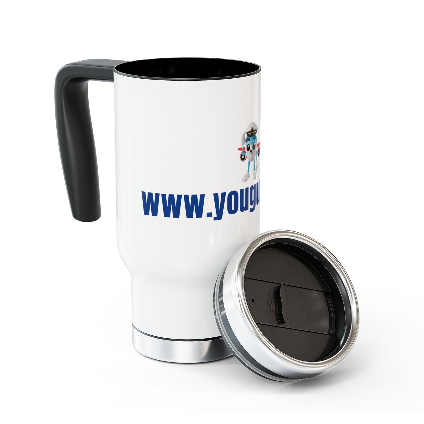 YouGuide Designs Premium 14oz Stainless Steel Travel Mug with Ergonomic Handle