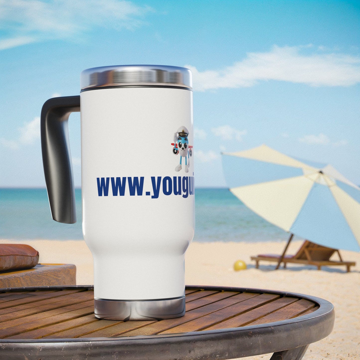 YouGuide Designs Premium 14oz Stainless Steel Travel Mug with Ergonomic Handle